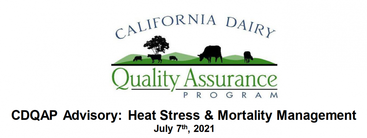 CDQAP Advisory heat stress and mortality management