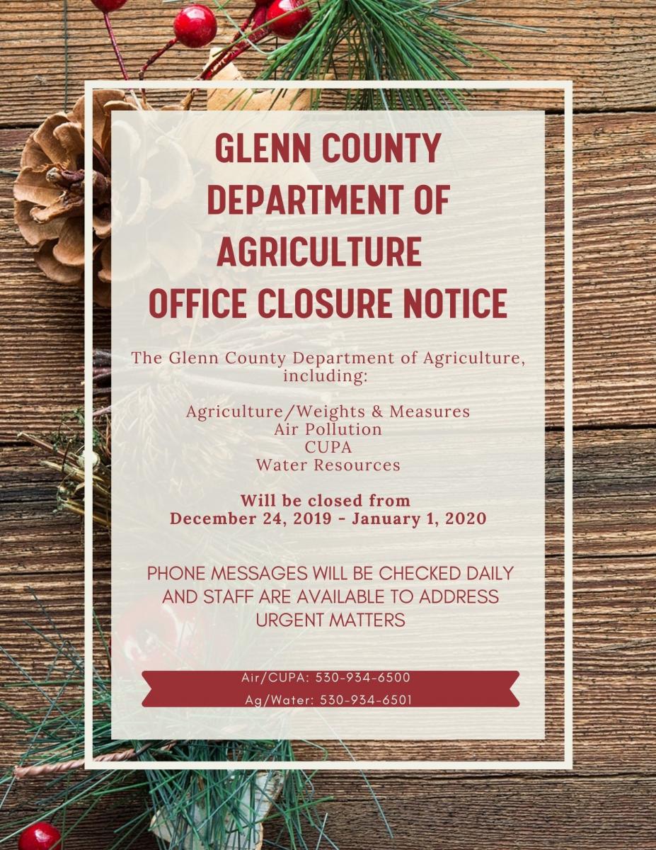 Office Holiday Closure Notice