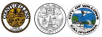 Seals for County of Glenn, City of Orland, and City of Willows.