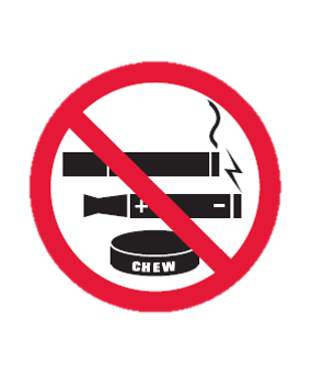 No smoking, vaping or chewing sign